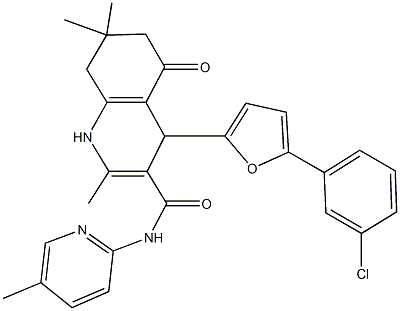 4-[5-(3-chlorophenyl)-2-furyl]-2,7,7-trimethyl-N-(5-methyl-2-pyridinyl)-5-oxo-1,4,5,6,7,8-hexahydro-3-quinolinecarboxamide,444934-01-4,结构式