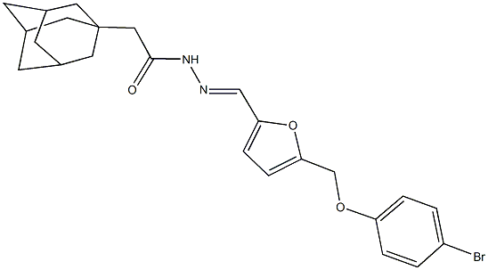 2-(1-adamantyl)-N'-({5-[(4-bromophenoxy)methyl]-2-furyl}methylene)acetohydrazide Struktur