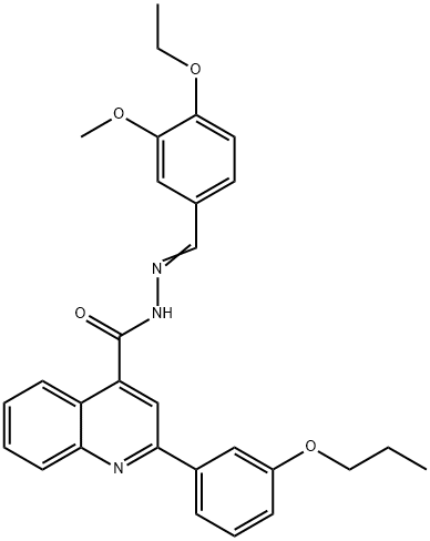 N'-(4-ethoxy-3-methoxybenzylidene)-2-(3-propoxyphenyl)-4-quinolinecarbohydrazide 化学構造式