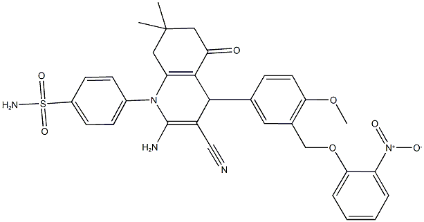 4-(2-amino-3-cyano-4-[3-({2-nitrophenoxy}methyl)-4-methoxyphenyl]-7,7-dimethyl-5-oxo-5,6,7,8-tetrahydroquinolin-1(4H)-yl)benzenesulfonamide Structure