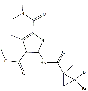 methyl 2-{[(2,2-dibromo-1-methylcyclopropyl)carbonyl]amino}-5-[(dimethylamino)carbonyl]-4-methyl-3-thiophenecarboxylate Structure
