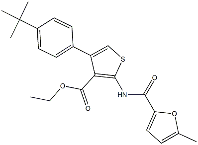 ethyl 4-(4-tert-butylphenyl)-2-[(5-methyl-2-furoyl)amino]-3-thiophenecarboxylate Structure