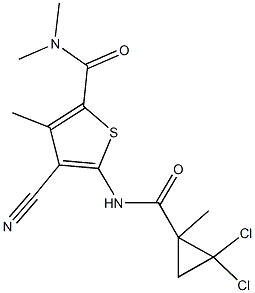 4-cyano-5-{[(2,2-dichloro-1-methylcyclopropyl)carbonyl]amino}-N,N,3-trimethyl-2-thiophenecarboxamide 结构式