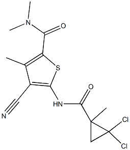 4-cyano-5-{[(2,2-dichloro-1-methylcyclopropyl)carbonyl]amino}-N,N,3-trimethyl-2-thiophenecarboxamide,444935-53-9,结构式