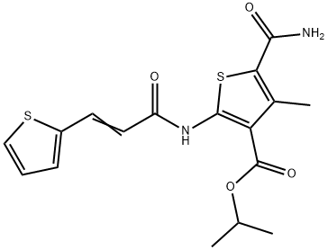 isopropyl 5-(aminocarbonyl)-4-methyl-2-{[3-(2-thienyl)acryloyl]amino}-3-thiophenecarboxylate 结构式