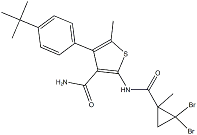 4-(4-tert-butylphenyl)-2-{[(2,2-dibromo-1-methylcyclopropyl)carbonyl]amino}-5-methylthiophene-3-carboxamide,444936-02-1,结构式