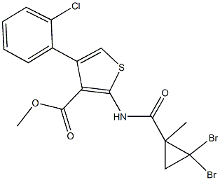 methyl 4-(2-chlorophenyl)-2-{[(2,2-dibromo-1-methylcyclopropyl)carbonyl]amino}-3-thiophenecarboxylate Struktur