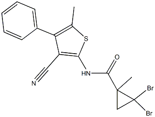 2,2-dibromo-N-(3-cyano-5-methyl-4-phenylthien-2-yl)-1-methylcyclopropanecarboxamide Structure