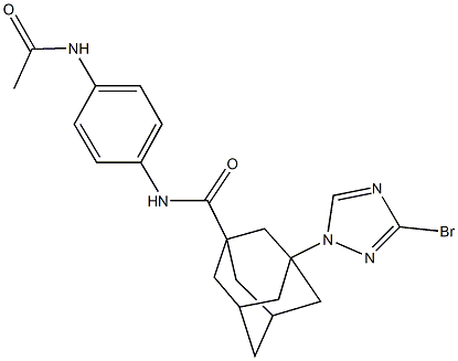 N-[4-(acetylamino)phenyl]-3-(3-bromo-1H-1,2,4-triazol-1-yl)-1-adamantanecarboxamide Struktur