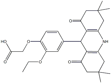 [2-ethoxy-4-(3,3,6,6-tetramethyl-1,8-dioxo-1,2,3,4,5,6,7,8,9,10-decahydroacridin-9-yl)phenoxy]acetic acid Structure