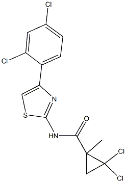 2,2-dichloro-N-[4-(2,4-dichlorophenyl)-1,3-thiazol-2-yl]-1-methylcyclopropanecarboxamide 化学構造式
