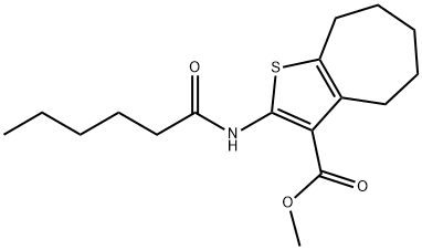 methyl 2-(hexanoylamino)-5,6,7,8-tetrahydro-4H-cyclohepta[b]thiophene-3-carboxylate 化学構造式