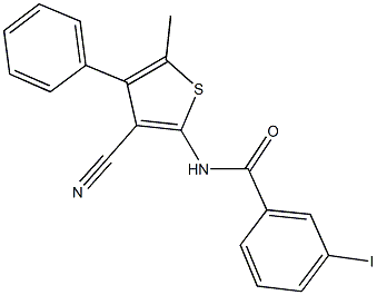 N-(3-cyano-5-methyl-4-phenyl-2-thienyl)-3-iodobenzamide Structure