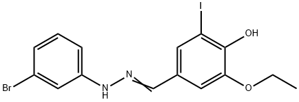 3-ethoxy-4-hydroxy-5-iodobenzaldehyde (3-bromophenyl)hydrazone,444938-59-4,结构式