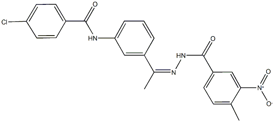 4-chloro-N-[3-(N-{3-nitro-4-methylbenzoyl}ethanehydrazonoyl)phenyl]benzamide 结构式