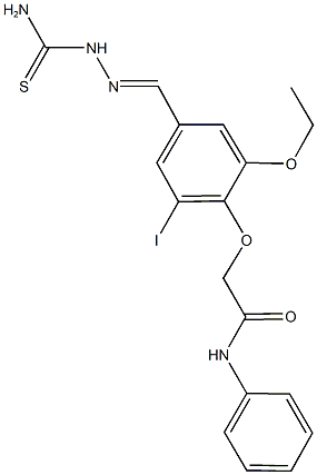 2-{4-[2-(aminocarbothioyl)carbohydrazonoyl]-2-ethoxy-6-iodophenoxy}-N-phenylacetamide Structure