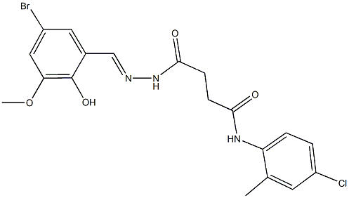 4-[2-(5-bromo-2-hydroxy-3-methoxybenzylidene)hydrazino]-N-(4-chloro-2-methylphenyl)-4-oxobutanamide Structure