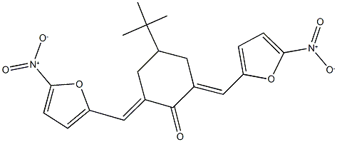 4-tert-butyl-2,6-bis({5-nitro-2-furyl}methylene)cyclohexanone Struktur