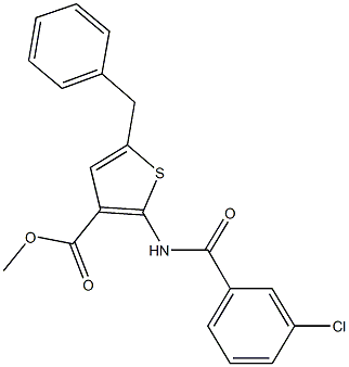 methyl 5-benzyl-2-[(3-chlorobenzoyl)amino]thiophene-3-carboxylate Structure