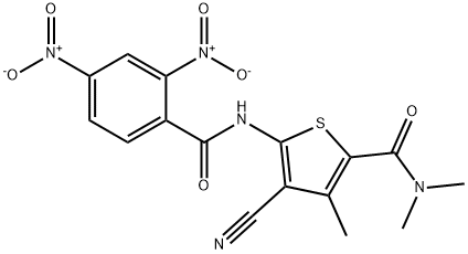 5-({2,4-bisnitrobenzoyl}amino)-4-cyano-N,N,3-trimethylthiophene-2-carboxamide Structure