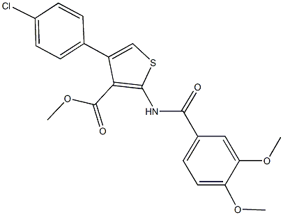 methyl 4-(4-chlorophenyl)-2-[(3,4-dimethoxybenzoyl)amino]-3-thiophenecarboxylate 化学構造式