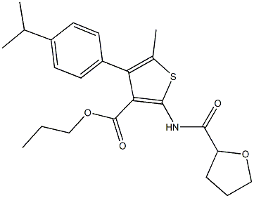 propyl 4-(4-isopropylphenyl)-5-methyl-2-[(tetrahydro-2-furanylcarbonyl)amino]-3-thiophenecarboxylate 结构式