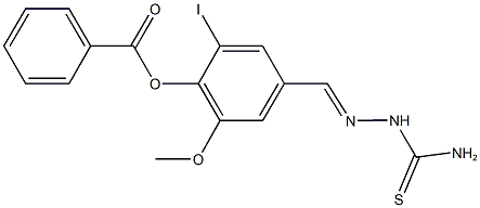 4-[2-(aminocarbothioyl)carbohydrazonoyl]-2-iodo-6-methoxyphenyl benzoate Structure