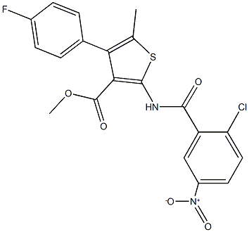 methyl 2-({2-chloro-5-nitrobenzoyl}amino)-4-(4-fluorophenyl)-5-methylthiophene-3-carboxylate,444999-38-6,结构式