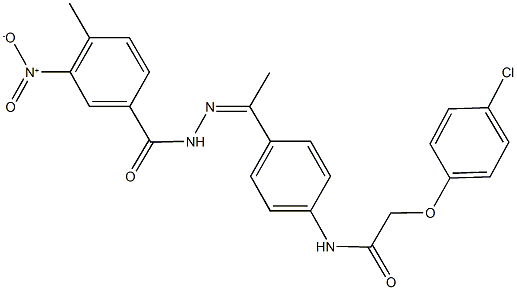 2-(4-chlorophenoxy)-N-[4-(N-{3-nitro-4-methylbenzoyl}ethanehydrazonoyl)phenyl]acetamide 化学構造式