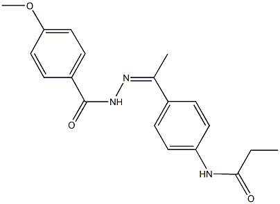 N-{4-[N-(4-methoxybenzoyl)ethanehydrazonoyl]phenyl}propanamide Structure