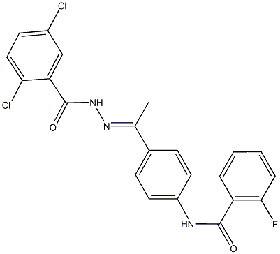 N-{4-[N-(2,5-dichlorobenzoyl)ethanehydrazonoyl]phenyl}-2-fluorobenzamide Structure