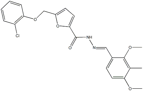 5-[(2-chlorophenoxy)methyl]-N'-(2,4-dimethoxy-3-methylbenzylidene)-2-furohydrazide Structure