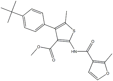 methyl 4-(4-tert-butylphenyl)-5-methyl-2-[(2-methyl-3-furoyl)amino]thiophene-3-carboxylate,445000-87-3,结构式