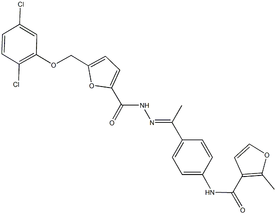 N-[4-(N-{5-[(2,5-dichlorophenoxy)methyl]-2-furoyl}ethanehydrazonoyl)phenyl]-2-methyl-3-furamide Structure