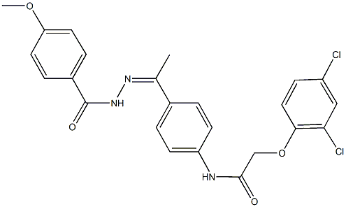 2-(2,4-dichlorophenoxy)-N-{4-[N-(4-methoxybenzoyl)ethanehydrazonoyl]phenyl}acetamide Structure