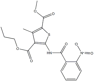 2-methyl 4-propyl 5-({2-nitrobenzoyl}amino)-3-methyl-2,4-thiophenedicarboxylate 结构式