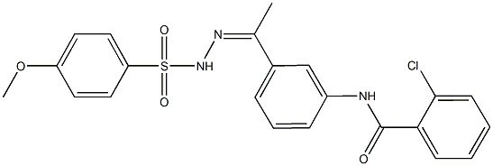 2-chloro-N-(3-{N-[(4-methoxyphenyl)sulfonyl]ethanehydrazonoyl}phenyl)benzamide 化学構造式