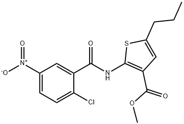 methyl 2-({2-chloro-5-nitrobenzoyl}amino)-5-propylthiophene-3-carboxylate Struktur