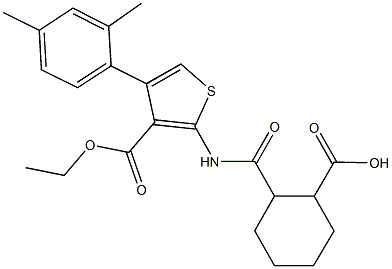 2-({[4-(2,4-dimethylphenyl)-3-(ethoxycarbonyl)thien-2-yl]amino}carbonyl)cyclohexanecarboxylic acid Structure