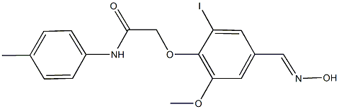 2-{4-[(hydroxyimino)methyl]-2-iodo-6-methoxyphenoxy}-N-(4-methylphenyl)acetamide 化学構造式