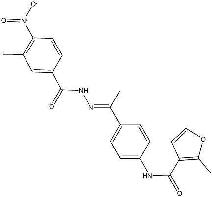 N-[4-(N-{4-nitro-3-methylbenzoyl}ethanehydrazonoyl)phenyl]-2-methyl-3-furamide,445002-83-5,结构式