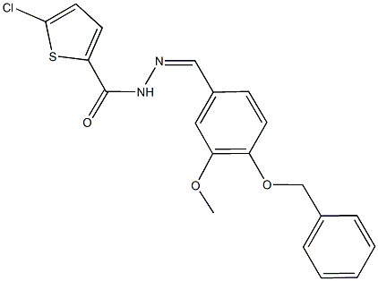 N'-[4-(benzyloxy)-3-methoxybenzylidene]-5-chloro-2-thiophenecarbohydrazide Struktur