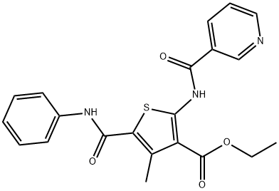 ethyl 5-(anilinocarbonyl)-4-methyl-2-[(pyridin-3-ylcarbonyl)amino]thiophene-3-carboxylate Structure