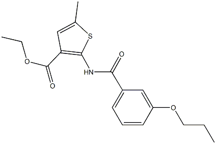 ethyl 5-methyl-2-[(3-propoxybenzoyl)amino]thiophene-3-carboxylate 结构式