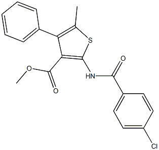 methyl 2-[(4-chlorobenzoyl)amino]-5-methyl-4-phenylthiophene-3-carboxylate 化学構造式