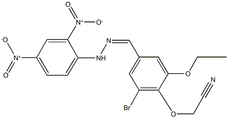 [4-(2-{2,4-bisnitrophenyl}carbohydrazonoyl)-2-bromo-6-ethoxyphenoxy]acetonitrile Struktur