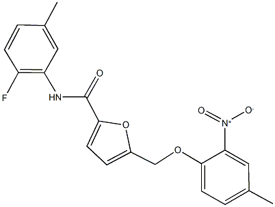 N-(2-fluoro-5-methylphenyl)-5-({2-nitro-4-methylphenoxy}methyl)-2-furamide,445005-53-8,结构式