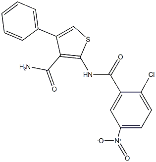 445006-03-1 2-({2-chloro-5-nitrobenzoyl}amino)-4-phenyl-3-thiophenecarboxamide