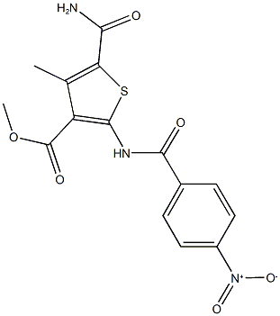 methyl 5-(aminocarbonyl)-2-({4-nitrobenzoyl}amino)-4-methylthiophene-3-carboxylate,445006-43-9,结构式