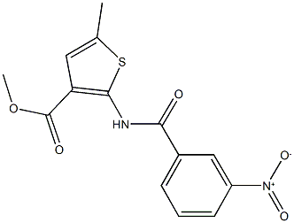 methyl 2-({3-nitrobenzoyl}amino)-5-methylthiophene-3-carboxylate 化学構造式